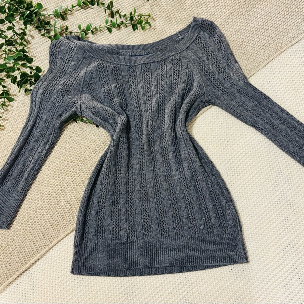 American Eagle Outfitters Off-the-Shoulder Charcoal Sweater